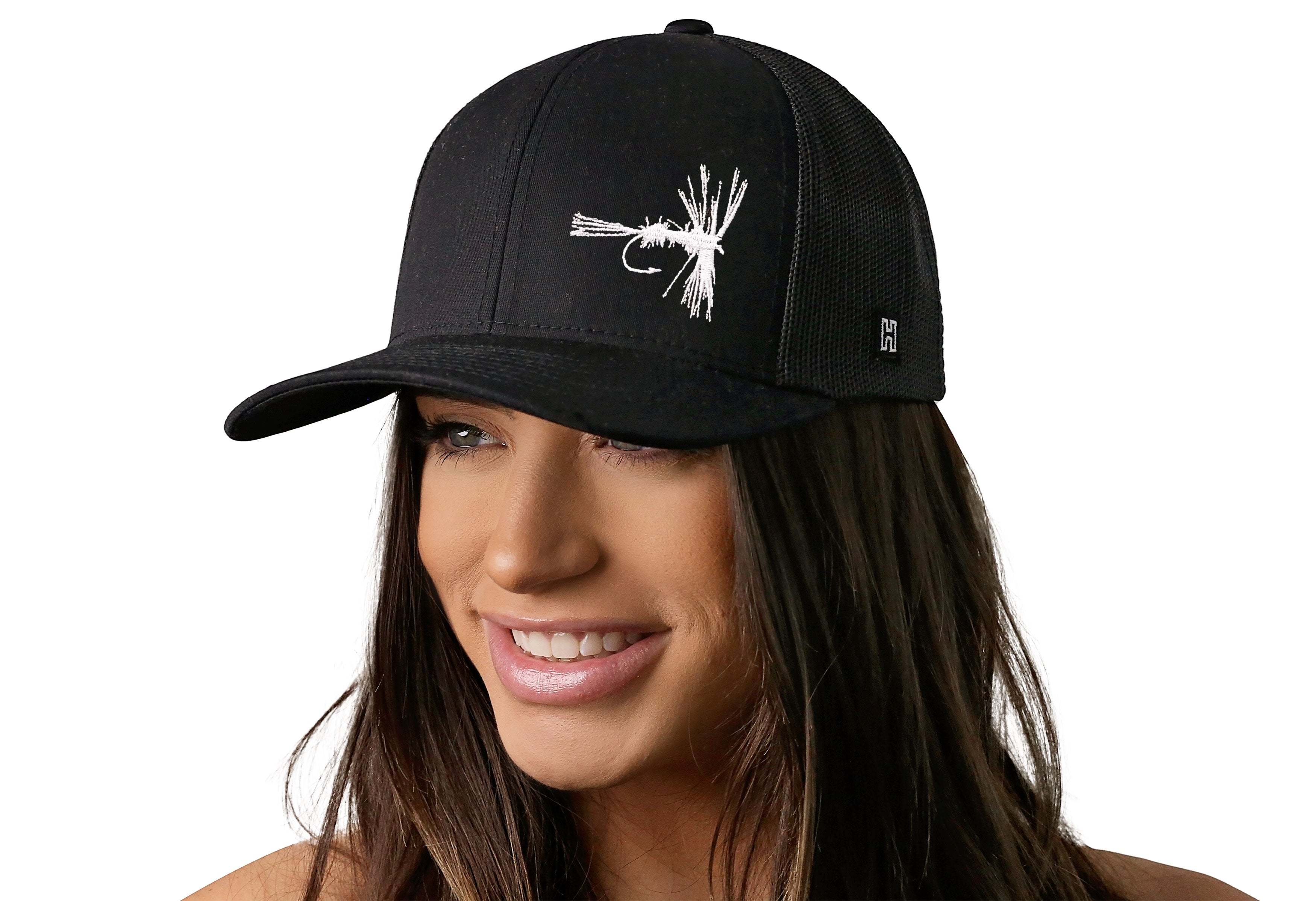 Fly Fishing Trucker Hat  |  Black Fly Fishing Snapback