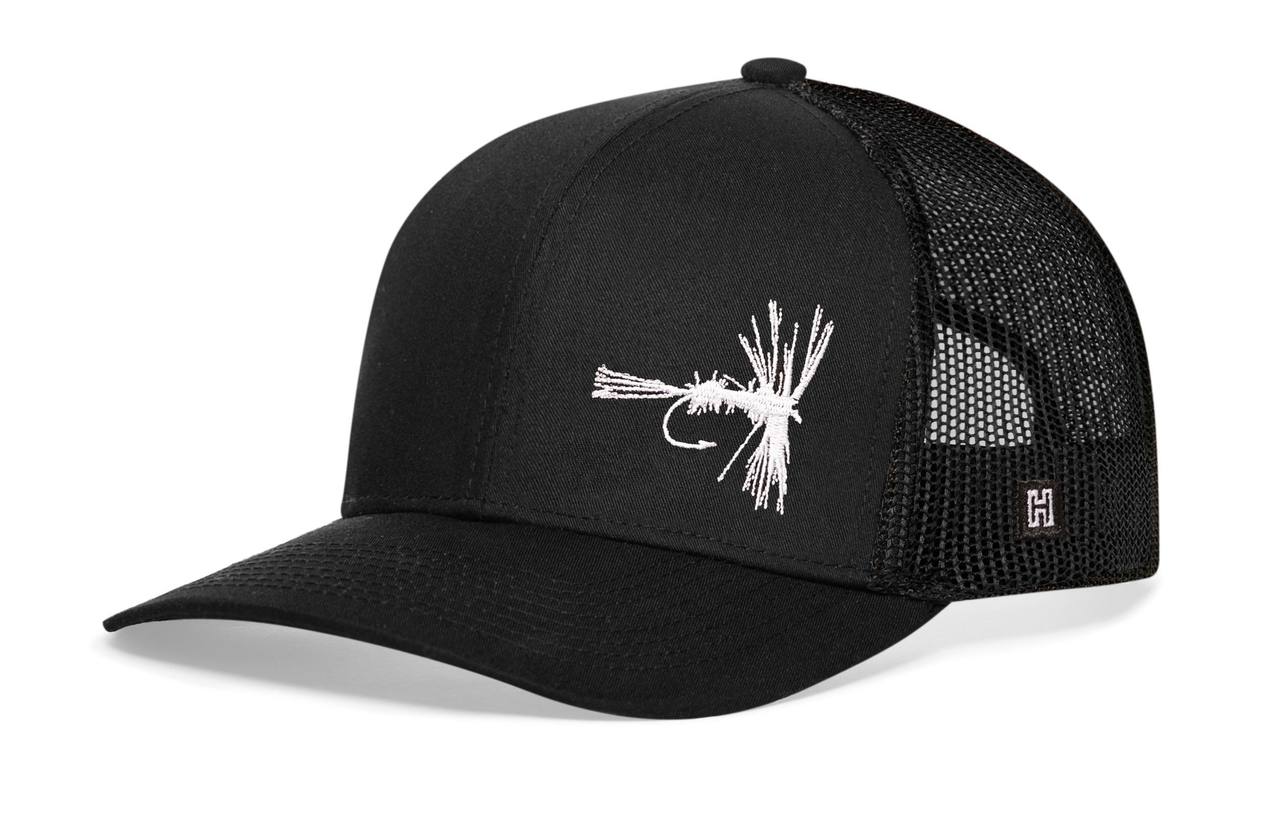 Fly Fishing Trucker Hat  |  Black Fly Fishing Snapback