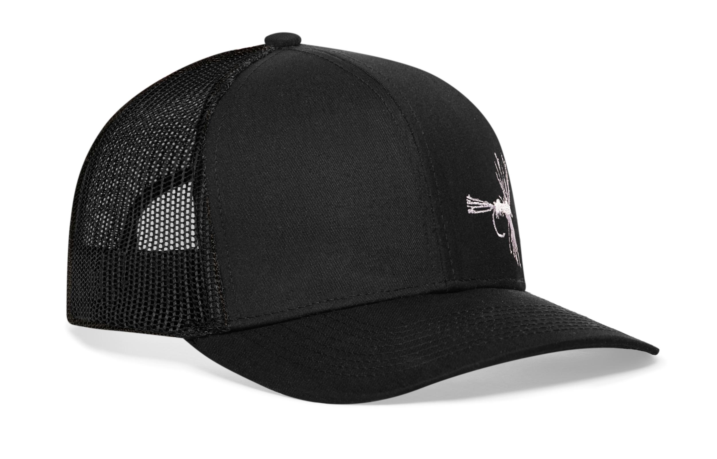 Fly Fishing Trucker Hat  |  Black Fly Fishing Snapback